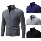 Solid Color Zipper Cardigan Coat For Men